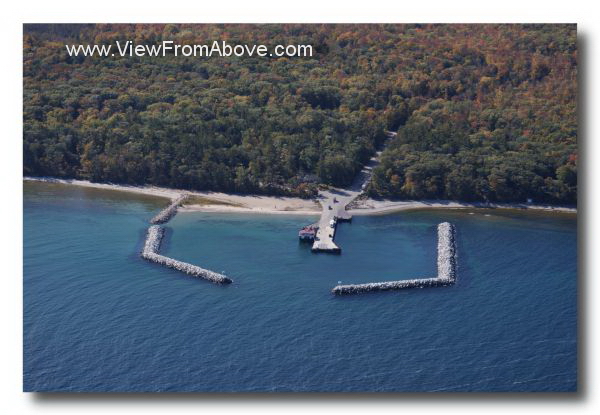 Aerial Photo Washington Island Ferry Harbor at Northport, Wisconsin